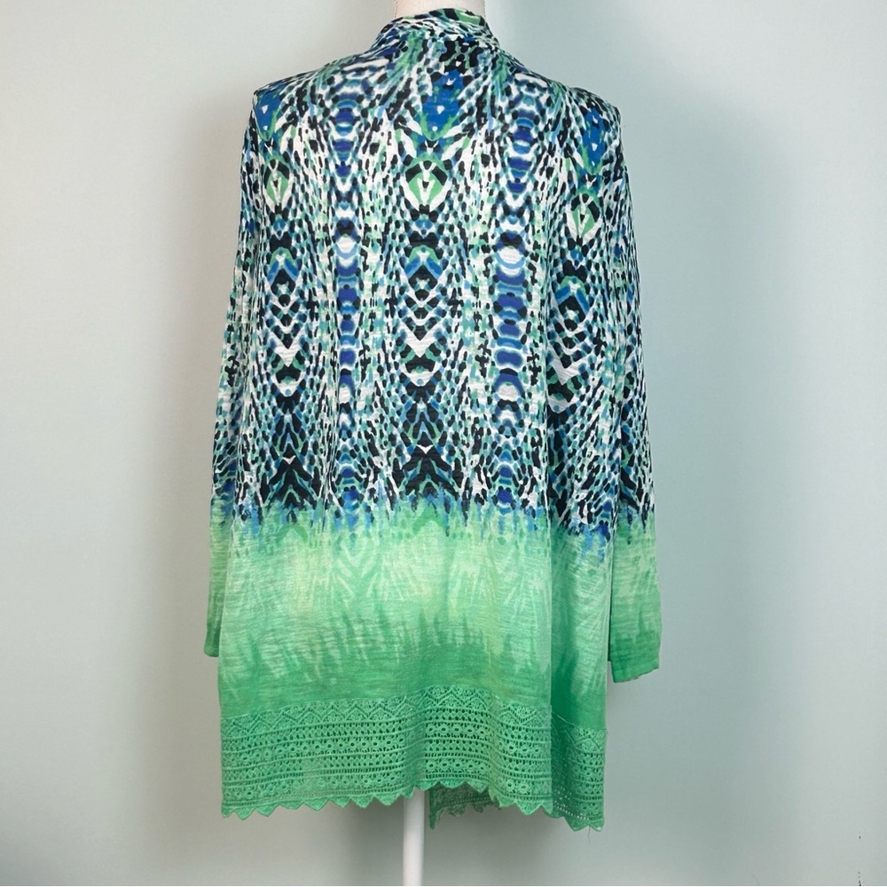 Ruby Rd. Multicolored Open-Front Cardigan With Lace Hem - Picture 5 of 10